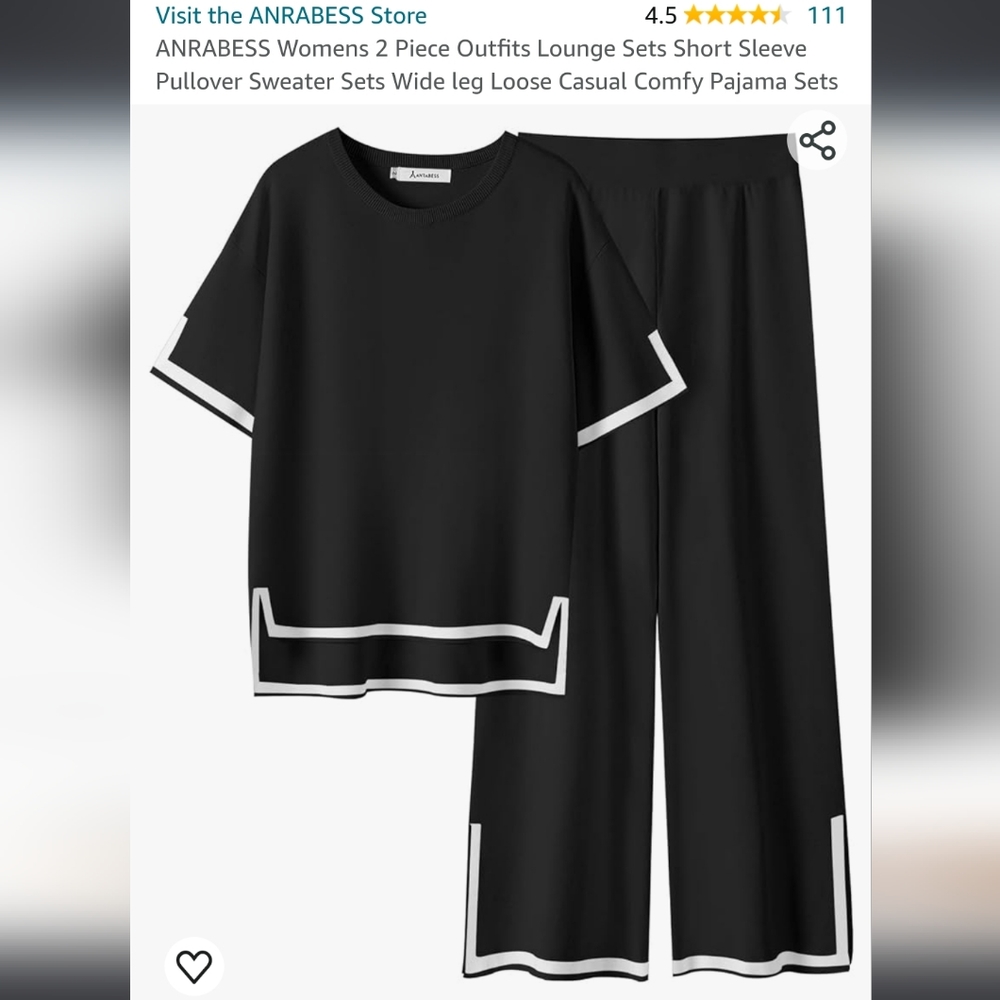 ANRABESS Women's Black Lounge Set